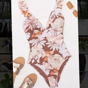 Floral Ruffle One Piece Swimsuit